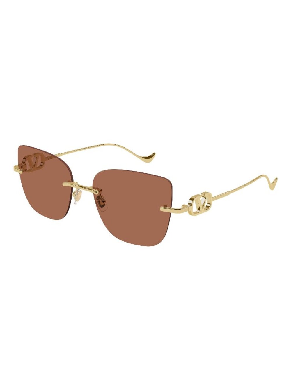 New Valentino Women's Sunglasses Gold Brown Lens Metal Frame VG0033S 002 54